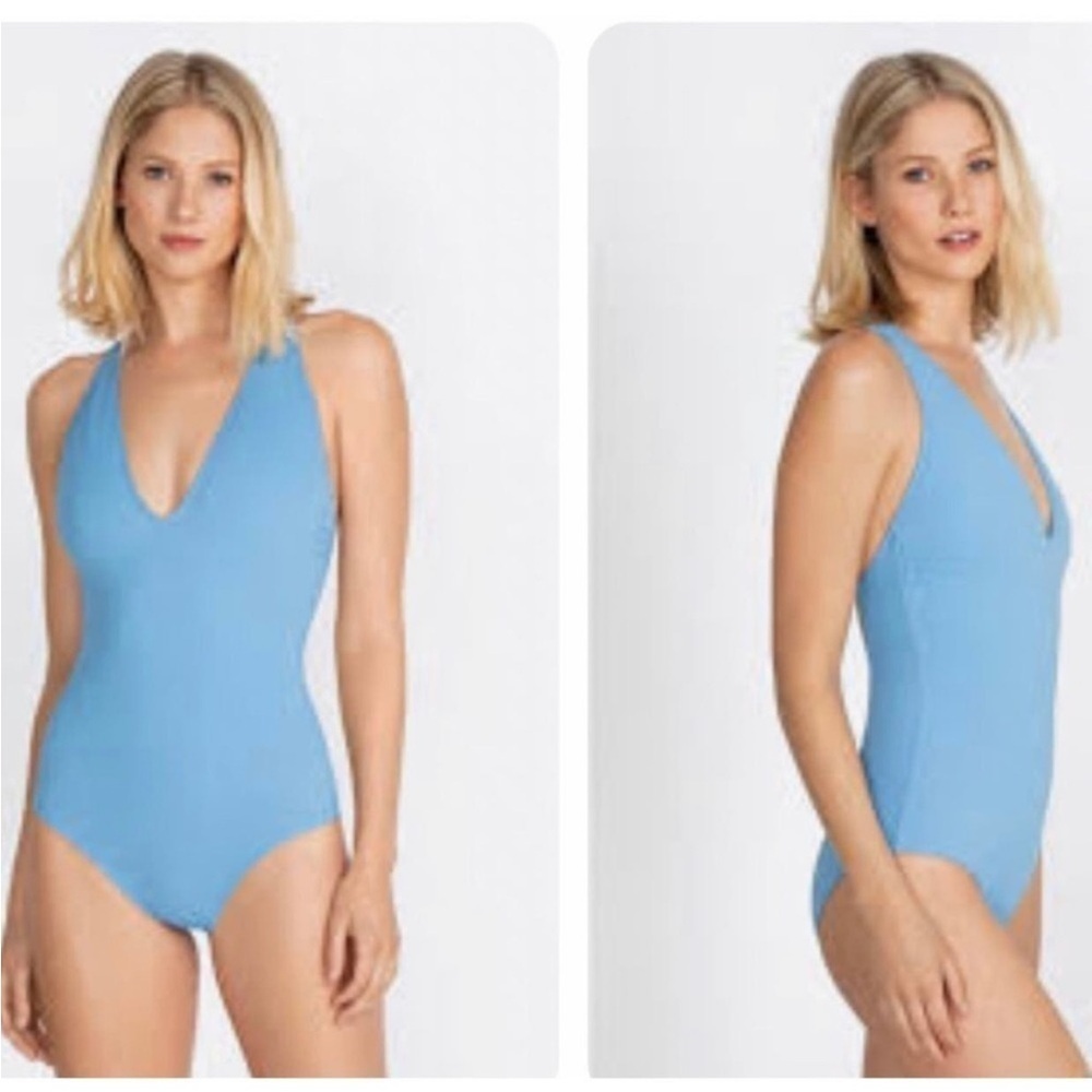NEW Johnny Was Calme Cross Back One Piece Swimsuit Della Blue